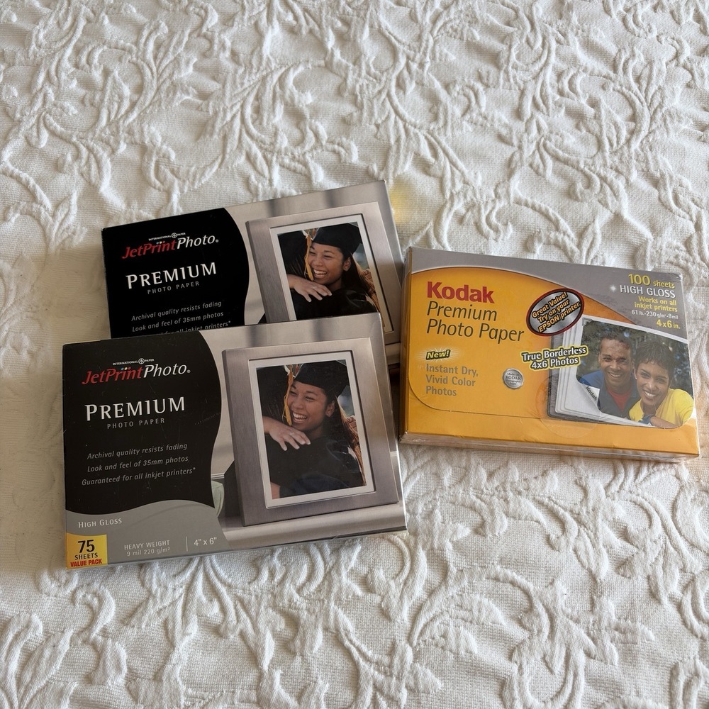 Kodak JetPrint Premium Photo Paper 4x6 High Gloss Lot 3 Packs 250 Sheets